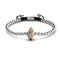île | Or rose 18 carats et argent | Bracelet Charmballa en macramé avec coquille de conque en cristal